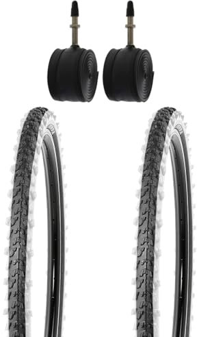 Kenda 2 Stück 26 Zoll Reifen 26x1.95 Zoll 50-559 mit Weisswand, mit Schläucheauswahl (Schläuche mit Franz. Ventilen)