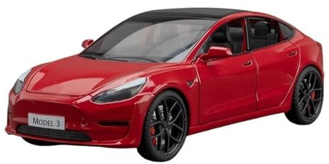 TURHAN 1:24 Wird auf Tesla Model 3-Automobilmodelle aus Legierung mit Glitzer- und Musikeffekten angewendet, die for Ausstellungsspielzeug geeignet sind (Size : RED)