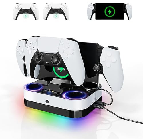 AriKroii for PS5 Controller Charging Station,For PS5 Docking Station Charger with RGB Light Effect,Charging Dock with LED Charging Indicator, Charging Station for Playstation 5/DualSense