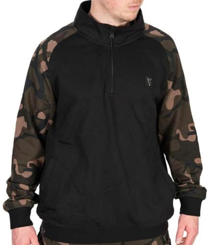 Fox LW Black/Camo QTR zip - Angelpullover, Größe:XXXL