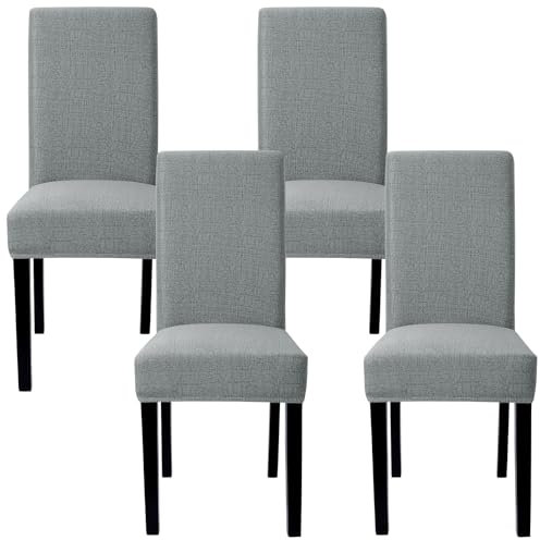 Betylifoy Stuhlhussen 4er Set Stretch Stuhlhussen für Esszimmerstühle Abnehmbare Waschbar Stuhlüberzüge Schwingstühle Stuhlbezug für Esszimmer Hotel Restaurant Küche (4, Dunkelgrau, Universellen)