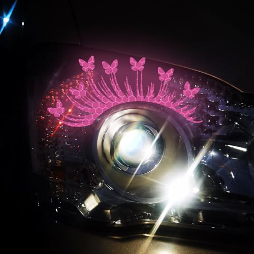 Dreothy 1 Paar Auto-Scheinwerfer-Schmetterlingswimpern, reflektierende Aufkleber, künstliche Wimpern, Nacht, starke reflektierende Sicherheitsaufkleber für Auto, SUV, Elektrofahrzeug, Motorrad,