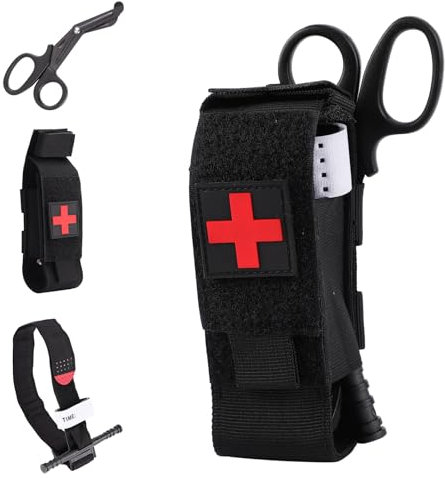 3uds Kit de Torniquete, Incluye Torniquete Soporte Torniquete Molle y Tijeras para Emergencias Médicas Torniquetes Médicos Bolsa de Torniquete para Primeros Auxilios al Aire Libre