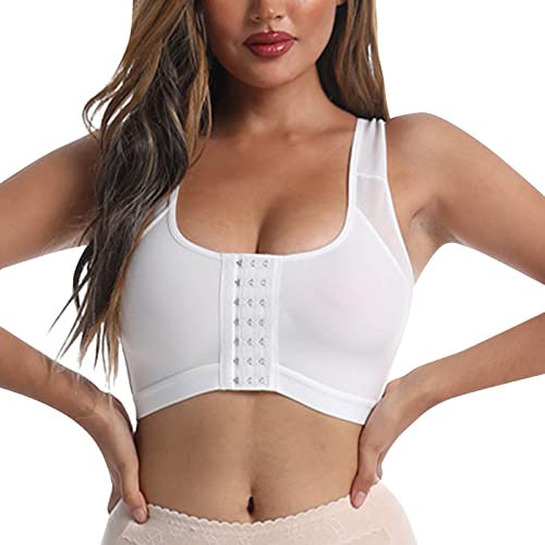 Generico Coppette In Silicone Per Seno Coppe Silicone Seno Reggiseni con chiusura frontale regolabile per donna Canotta a compressione post reggiseno Canotta Reggiseno Bretelle Trasparenti (White, XL)