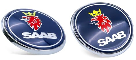 Set di 2 emblemi blu per Saab 93 9-3 convertibile 1998-2003, emblemi per cofano anteriore e portabagagli posteriore, adesivo 12844161 5289897 (saab blu)
