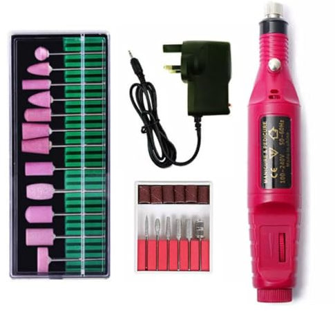 OAKHIVE Electric Nail Drill Machine for Manicure & Pedicure – Portable Nail File & Buffer – Mains Powered UK Plug Professional Nail Care Tool for Home and Salon Use