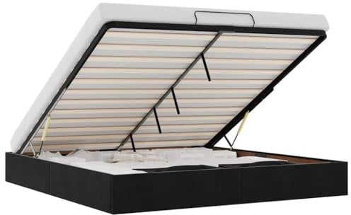 vidaXL Ottoman-Bett ohne Matratze Schwarz 200x200 cm Samt, Bettrahmen, Bettgestell mit Stauraum, Polsterbett, Bettgestell, Bettrahmen mit Stauraum