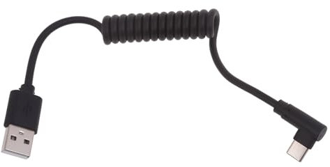 Zgehnao Câble spiralé USB de type C coudé vers USB 2.0 - Adaptateur USB C à 90 degrés - Câble de synchronisation de données