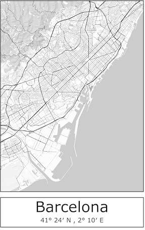 Moin Socks Barcelona: Geschirrtuch/Abtrockentuch/Küchenhandtuch mit Karte BZW. Stadtplan von Barcelona