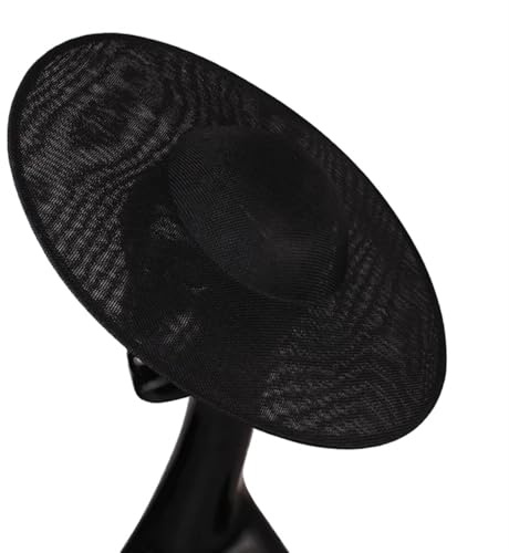 NJIEzhao 40 Cm Round Fascinator Base Imitation Sinamay Hat Millinery Bridal Wedding Hair Accessorie DIY Party Headwear Wedding Hat