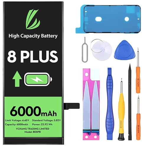 LL TRADER Akku für iPhone 8 Plus, 6000 mAh hohe Kapazität Lithium-Polymer-Akku mit Reparaturwerkzeug