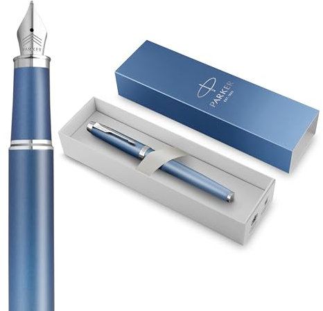 Parker IM Writing Rituals Fountain Pen | Peaceful Blue Finish with Gradient & Chrome Trims | Medium Nib | Blue Ink | Gift Box