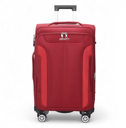Infinity Leather Großer Koffer 28 superleichtes Gepäck 20% erweiterbar 4-Rad-Spinner weiche Schale Einchecken-Gepäck für 23 kg
