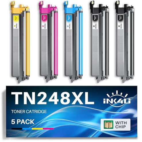 INK4U TN248XL Toner (5er-Pack) Kompatibel für Brother TN248 XL Tonerkartuschen kompatibel für Brother MFC-L3760CDW Toner MFC-L3740CDW Toner DCP-L3560CDW TN 248 DCP-L3520CDWE MFC-L8390CDW HL-L3240CDW