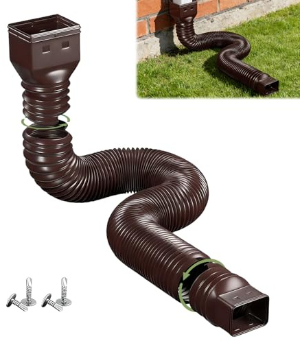 Dachrinne Fallrohr Verlängerung Flexible, Fallrohrverlängerungen Flexibel Rund für Fallrohr 80/100 mm, Verlängerbar von 47 bis 150 cm, Fallrohr Dachrinnen Verlängerung 1 Stück (Braun)