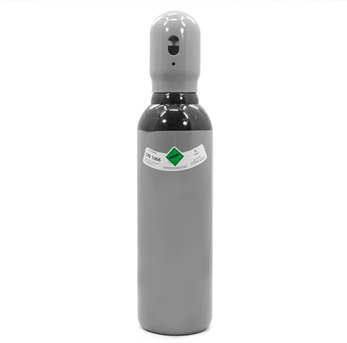 Bombona de nitrógeno de 5 l + reductor de presión 200 bar Set – 150 bar 0,8 m³ nitrógeno botella W24.32 – Gas protector para aire acondicionado, prueba de fugas y neumáticos (30 l/min