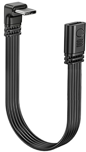 USB C to USB C Charger Cable, 90 Degree USB C Flat Cable (Soft Silicone)Compatible with iPhone 17/16/15, DJI Mini 4 Pro,Mavic 3,Air 2S Drone Controller, Ipad, Short Date Fast Charging Cable,10cm Black