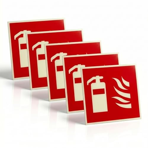 XAQAMY 5 Pezzi Cartello Estintore 15x15cm, Alluminio 2mm