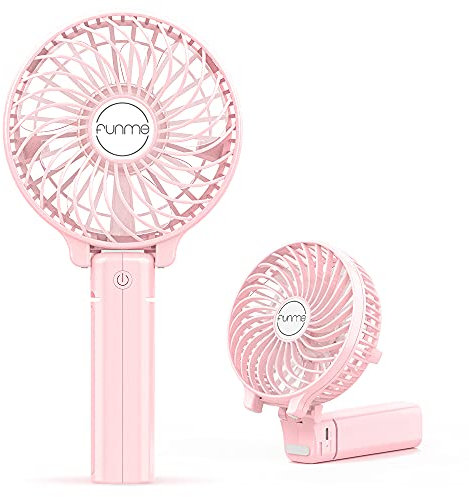 Funme Mini ventilador portátil de mano con batería recargable USB y 3 velocidades para oficina, hogar, viajes y exteriores 2600mAh Rosado