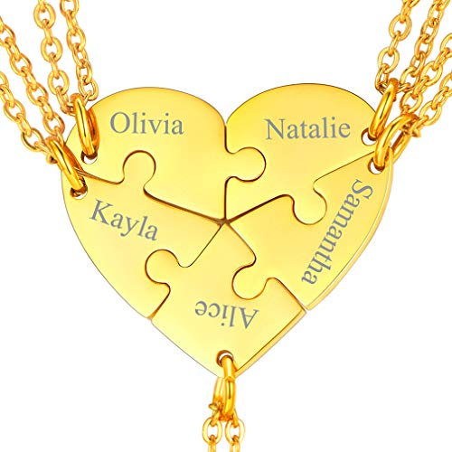 FaithHeart Puzzle Kette mit herzanhänger personalisierte namenskette für 5 Puzzle Kette mit Gravur
