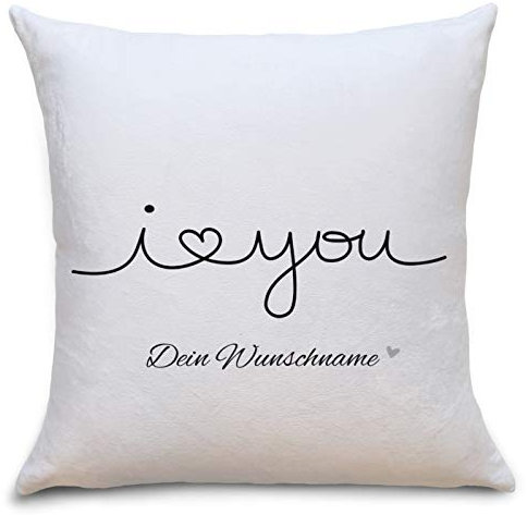 OWLBOOK I Love You Flauschige Kissenhülle mit Liebessprüchen Personalisiert mit Namen Geschenke Geschenkideen für Freund Freundin Mann und Frau zum GeburtstagValentinstag