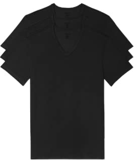 Calvin Klein Men's Cotton Stretch Undershirt Packs, 3 Black-Vneck, Medium
