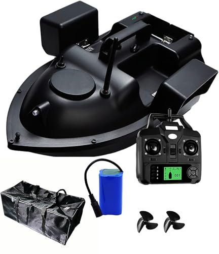 HENGGE RC Bait Boat GPS Positioning Remote Control Fishing Boat LED Night Light Intelligent Control Fish Bait Boat,Black,GPS 12000MAH