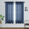 Mrs.Naturall Marineblaue Vorhänge, 160 cm Länge für Jungenzimmer, Set mit 2 Paneelen, Ösen, Fenster, durchscheinende Vorhänge für Teenager, Jungen, Schlafzimmer, Dekorationen, 132x160 cm lang