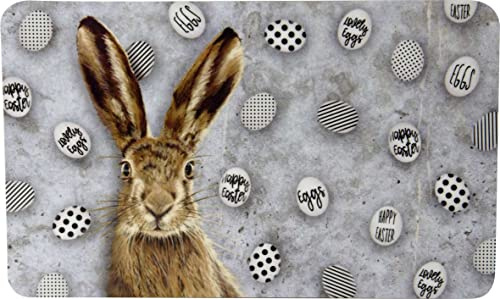 IHR - MCB 850100 - Frühstücksbrettchen, Ostern, Hase, Oh My Rabbit, Melamin, 24cm x 14,5cm, grau, spülmaschinengeeignet