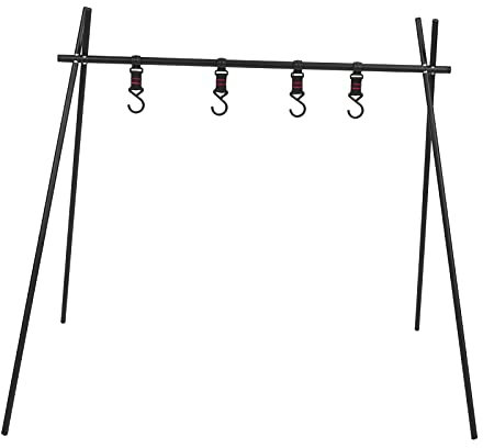 Gril de barbecue, support suspendu portable Barbecue en alliage d'aluminium support de cuisson pour feu de camp trépied avec crochet et étui de transport pour pique-nique en plein air