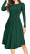 YUNDAI Women Christmas Midi Dress Long Sleeve Ladies Dress Crew Neck Floral Plain Beach Party Dresses with Pocket