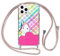 Yoedge Handykette Hülle für Apple iPhone XR 6,1 Zoll, Die PC Handyhülle mit Silikon TPU Bumper Necklace Schutzhülle mit Kette abnehmbar Durchsichtig Stoßfest Cartoon Muster für iPhone XR, Einhorn
