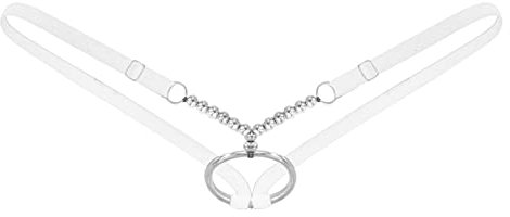 ranrann Homme Mini String Sexy Ficelle Hot Ouvert O Ring Slip Bulge Pouch G-String T-Back Panties Underwear Blanc Taille Unique