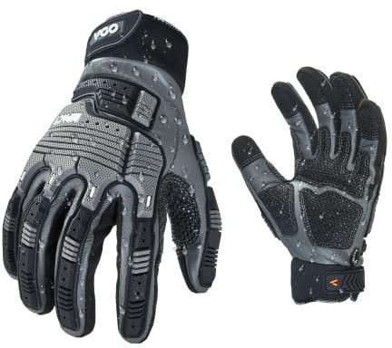 Vgo... 1Paar Arbeitshandschuhe aus Leder, Mechaniker-Handschuhe, Sicherheitsarbeitshandschuhe, Rigger-Handschuhe, Anti-Vibration, Heavy Duty, wasserdicht (CA7722WR)