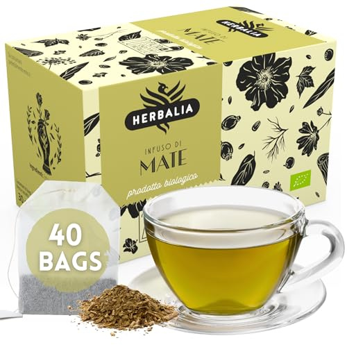 HERBALIA - Mate in Teebeuteln, Mate-Tee-Set mit 40 Teebeuteln ohne Metallklammern, 60 g Yerba Mate für Tees und Kräutertees, Geschenkidee