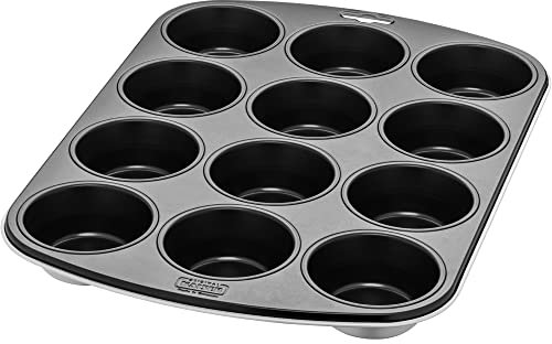 Original Kaiser Go wild! Muffinblech für 12 Muffins, Muffinform 38 x 27 cm, Muffin Backform antihaftbeschichtet, Standardgröße, Cupcake Formen, nubia, hellgrau