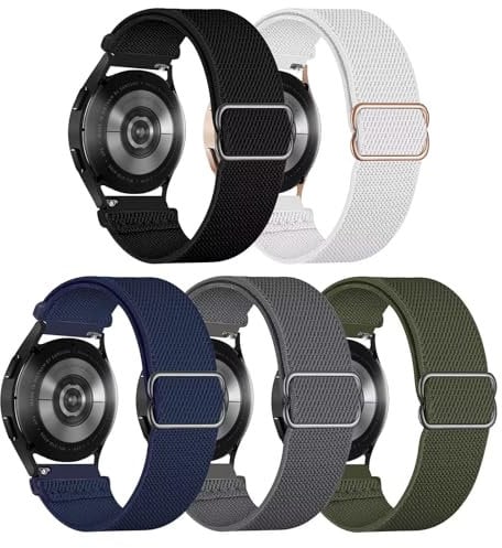 GBPOOT 5 Packs Solo Loop 20mm 22mm Armband Kompatibel mit Samsung Galaxy Watch,Einstellbares Nylon Armbänder Weiche Sport Ersatzband