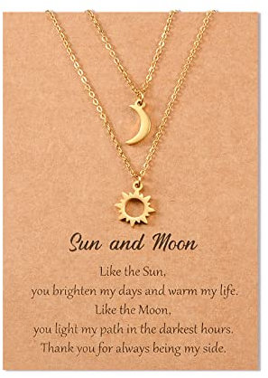 SUNSH Sonne und Mond Halskette für Frauen Teens Mädchen Mutter Tochter Halskette beste Freundin Halsketten Freundschaft Bessties Set Schwester Schmuck BFF Freundschaft Geschenke für sie 2PCS Gold
