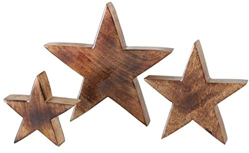 BOLTZE 3tlg Set Deko-Aufsteller Stern Clozzy I aus Mango-Holz I 3 Größen I Weihnachts-Deko I Wohnzimmer, Esstisch I Advents-Dekoration zum Hinstellen I Holz-Sterne