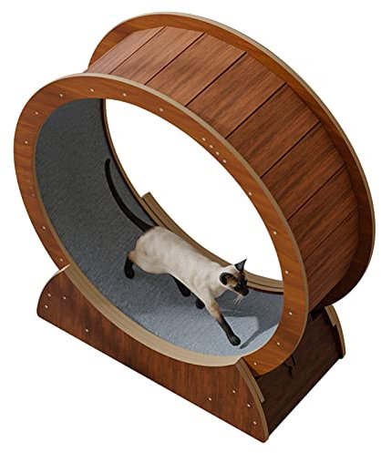 ZIMGOD Katzenlaufrad Katzenlaufrad Laufband Braun, Anti-Quetsch-Katzenlaufrad für Wohnungskatzen, Kleines/Mittleres/Großes Laufrad für Katzen, 4 Größenoptionen (Size : 80cm/31.5)