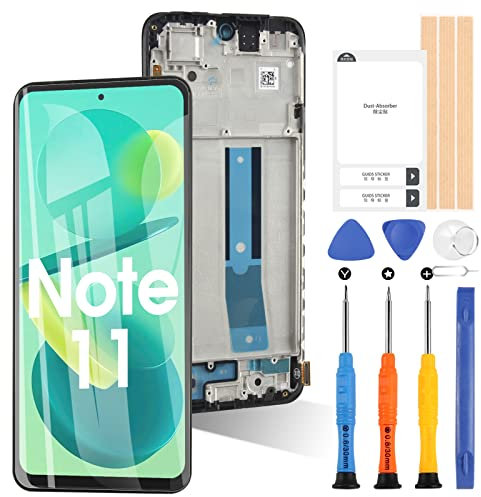 ARSSLY Pantalla de Repuesto para 6.43 Xiaomi Redmi Note 11 2201117TG/2201117TI/2201117TY/2201117TL Pantalla LCD Touch Digitizer Glass Assembly (Negro con Marco)