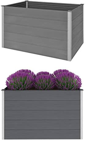 Hommdiy Garten-Hochbeet WPC Pflanzkübel Pflanzkasten Blumenkasten 150x100x91 cm Grau