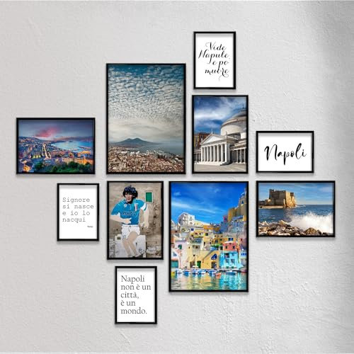 Giallobus - Set 10 Poster da Parete - Raccolta Città Napoli - Carta Patinata - | 2 x A3 42x30cm | 4 x A4 30x21cm | 4 x A5 21x15cm | - Senza CORNICI - Stampe Moderne Soggiorno