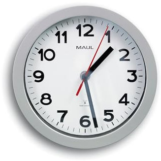 Maul Wanduhr MAULstep Ø 20 cm | Funkuhr mit automatischer Zeiteinstellung | ideal für Wohnzimmer, Schlafzimmer, Küche, Arbeitszimmer und Büro | Gute Lesbarkeit für große Räume | Silber