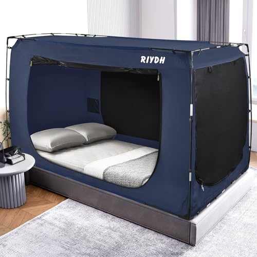 RIYDH Bettzelt, Betthimmel, Doppelgröße, Zelte für Erwachsene und Kinder, originelles Design, tragbares Traumzelt, Innenschlafzelte, 80% Verdunkelung, mit 3 Türen, atmungsaktiv, große Raumzelte