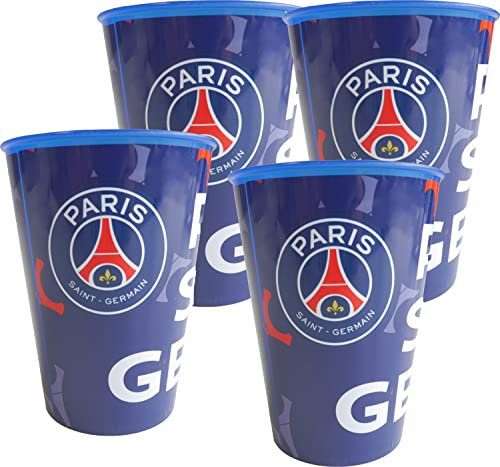 Paris Saint-Germain 4 x Verre gobelet PSG - Réutilisable - Collection Officielle