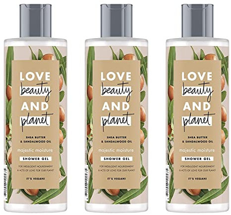 3 x Love Beauty and Planet Sheabutter Sandalwood Öl je 400ml Duschgel