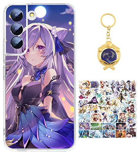 Staremeplz Genshin Impact Hülle für Samsung Galaxy A54 5G Anime Spiel Keqing Handyhülle [Mit Schlüsselbund und 50pcs Aufkleber] Cartoons Transparent Silikon Case Hülle für Samsung Galaxy A54 5G