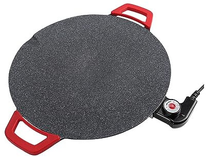 Electric BBQ Grill Smokeless Indoor Coated Griddle 30cm Round Nonstick Plate Portable, Medical Stone Coating Stove Top Flat Pan for Cooking BBQ and Party Barbecue