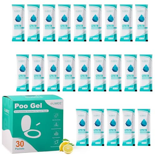 OUMEE 30 Packets Poo Gel for Portable Toilet, Camping Toilet Powder for Potty Bags, Eco Absorbent Gel, Portable Toilet Gel Packets for Outdoor Recreation Camping Supplies